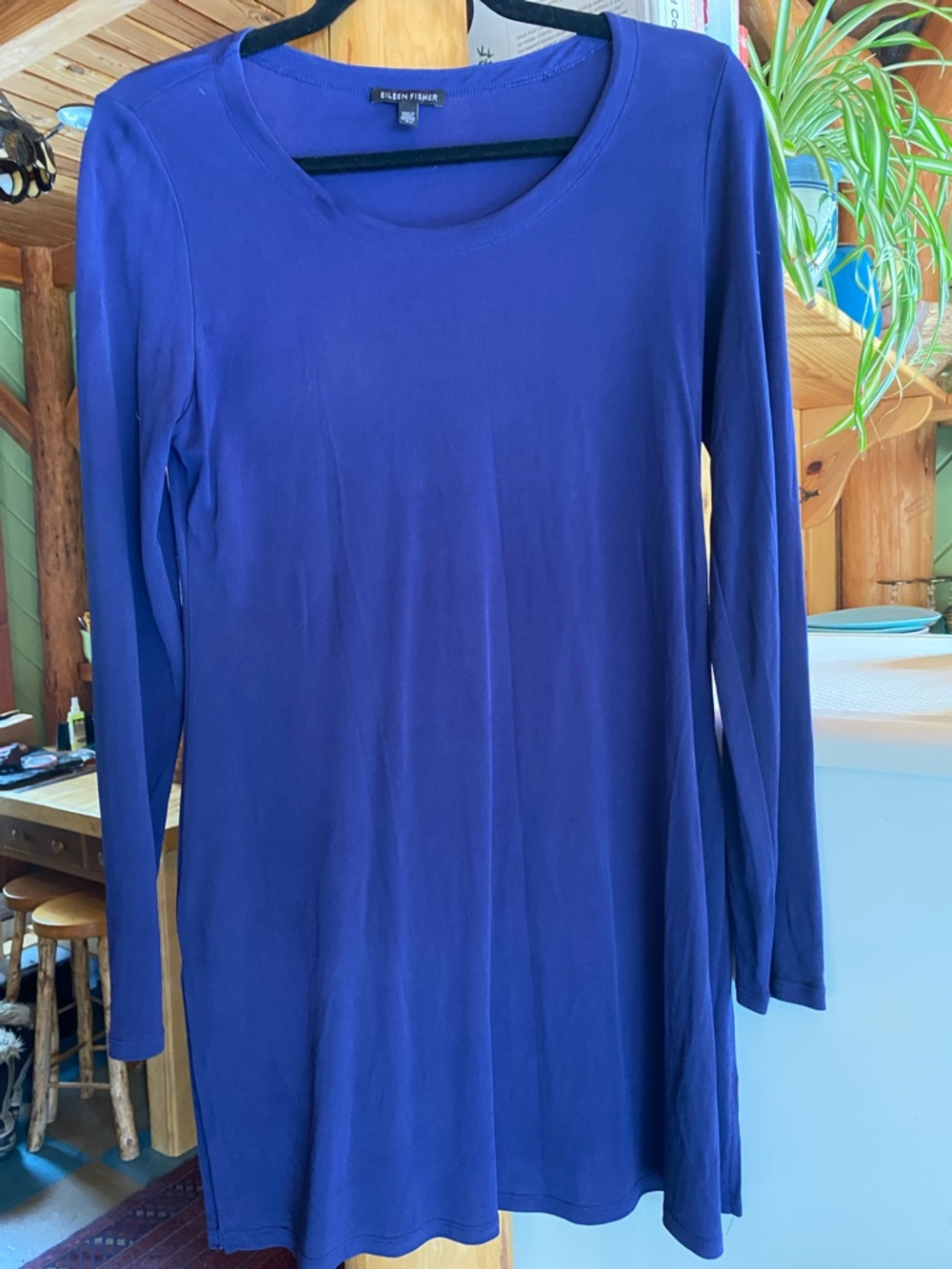 Eileen Fisher Scoop Neck Long Sleeve Tunic - Royal Blue